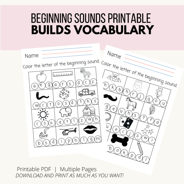 Beginning Sound Phonics Printable