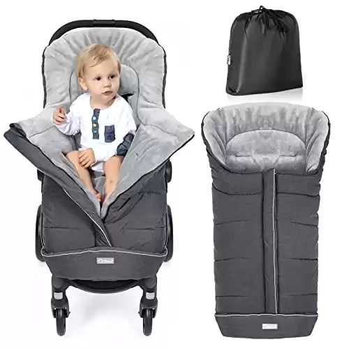 Orzbow Warm Bunting Bag Universal,Stroller Sleeping Bag Cold Weather,Waterproof Toddler Footmuff (Dark Grey, Large)
