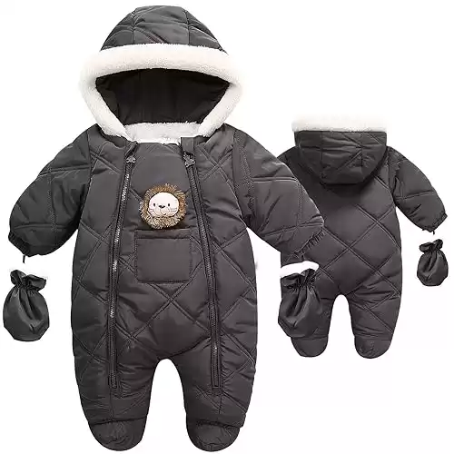 Fairy Baby Infant Baby Winter Snowsuit Coat Romper Hooded Footie Outwear Warm Jumpsuit Bodysuit for Girl Boy 6-24 Months