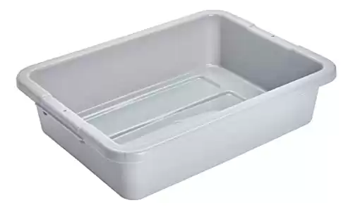 Rubbermaid Commercial Products Standard Bus/Utility Box, 4.6-Gallon, Gray, Plastic, Heavy Duty Restaurant Wash Basin/Dish Washing Tub for Kitchen Organization/Storage