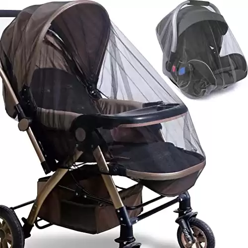 Mosquito Net for Stroller (2 Pack) - Durable Baby Stroller Mosquito Net - Perfect Bug Net for Strollers, Bassinets, Cradles, Playards, Pack N Plays and Portable Mini Crib (Black) … …